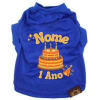 Camiseta Birthday- Personalizada-Azul Escuro-Peso Indicado: 6,5 a 10Kg