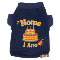 Camiseta Birthday- Personalizada-Azul Marinho-Peso Indicado: 6,5 a 10Kg