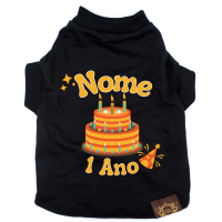 Camiseta Birthday- Personalizada-Preto-Peso Indicado: 1 a 2,5Kg