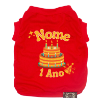 Camiseta Birthday- Personalizada-Vermelho-Peso Indicado: 4,5 a 6,5Kg