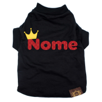 Camiseta Funny - com o Nome do Pet Bordado-Preto-Peso Indicado: 15 a 20Kg