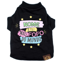 Camiseta Pet mais Fofo do Mundo - Personalizada-Preto-Peso Indicado: 1 a 2,5Kg