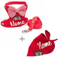 Kit Bernardo - Peitoral + Bandana - Personalizados-Vermelho-Grande