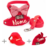 Kit Bernardo - Peitoral + Boné + Bandana - Personalizados-Vermelho-Grande