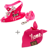 Kit Soraia - Peitoral + Bandana - Personalizados-Rosa Pink-Grande