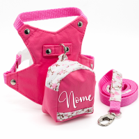 Peitoral Soraia com Mochila-Rosa Pink-Pequeno