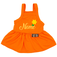 Vestido Bonequinha Florida - com Nome da Pet-Laranja-Peso Indicado: 2,5 a 4,5Kg