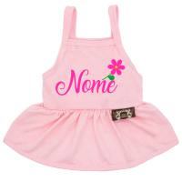 Vestido Bonequinha Florida - com Nome da Pet-Rosa Claro-Peso Indicado: 10 a 15Kg