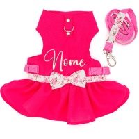 Vestido Soraia com Laço - Bordado com Nome-Rosa Pink-Peso Indicado: 2,5 a 4,5Kg