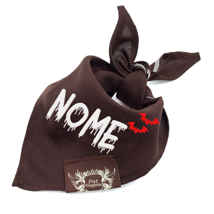 Bandana Marrom Little Bat - Bordado com Nome - Coleção Halloween