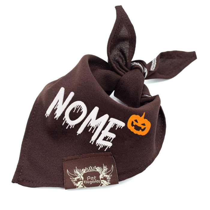 Bandana Marrom Pumpkin - Bordado com Nome - Coleção Halloween