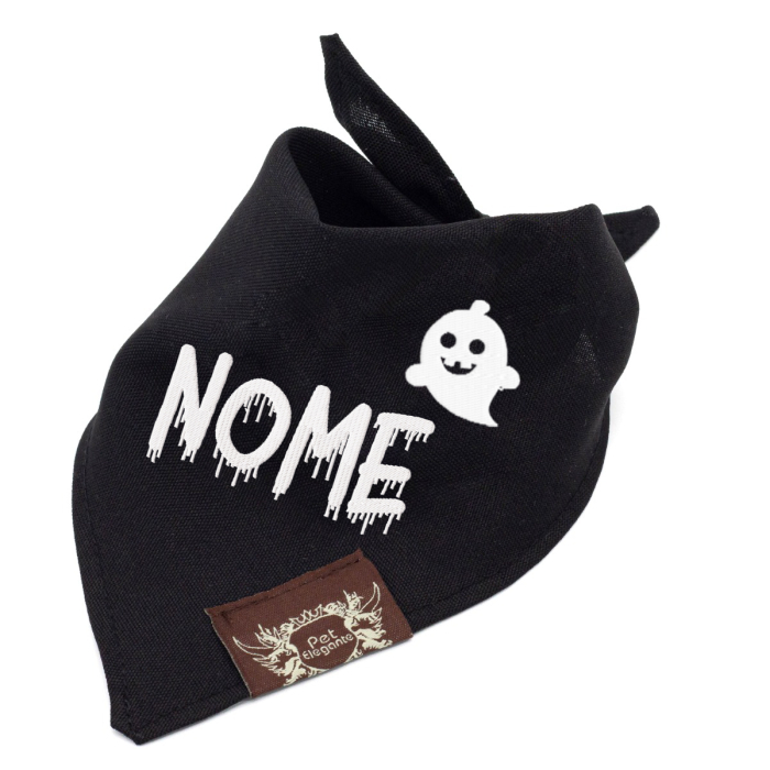 Bandana Preta Fantasminha - Bordado com Nome - Coleção Halloween