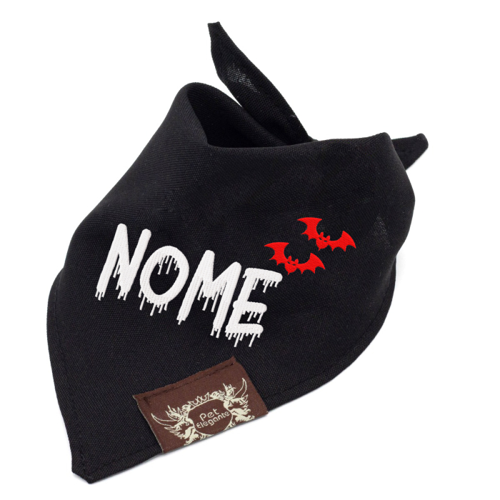 Bandana Preta Little Bat - Bordado com Nome - Coleção Halloween