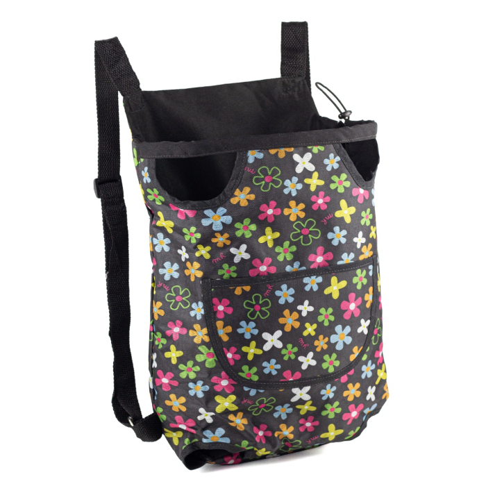 Mochila Canguru Preto - Estampa Flores